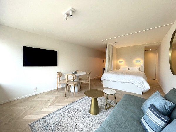 Studio luxueux avec coin à dormir situé sur la Place Van Bunnen avec vue FRONTALE sur la mer