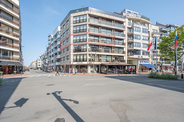 Appartement d'angle et studio situés du côté ouest de l'avenue Lippens.